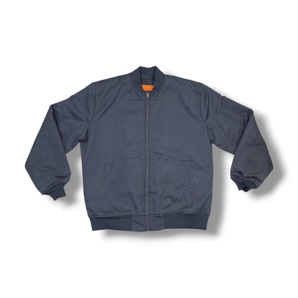 Vintage Red Kap Durable Press Navy Blue 90's Bomber Work Jacket Men's L USA Made